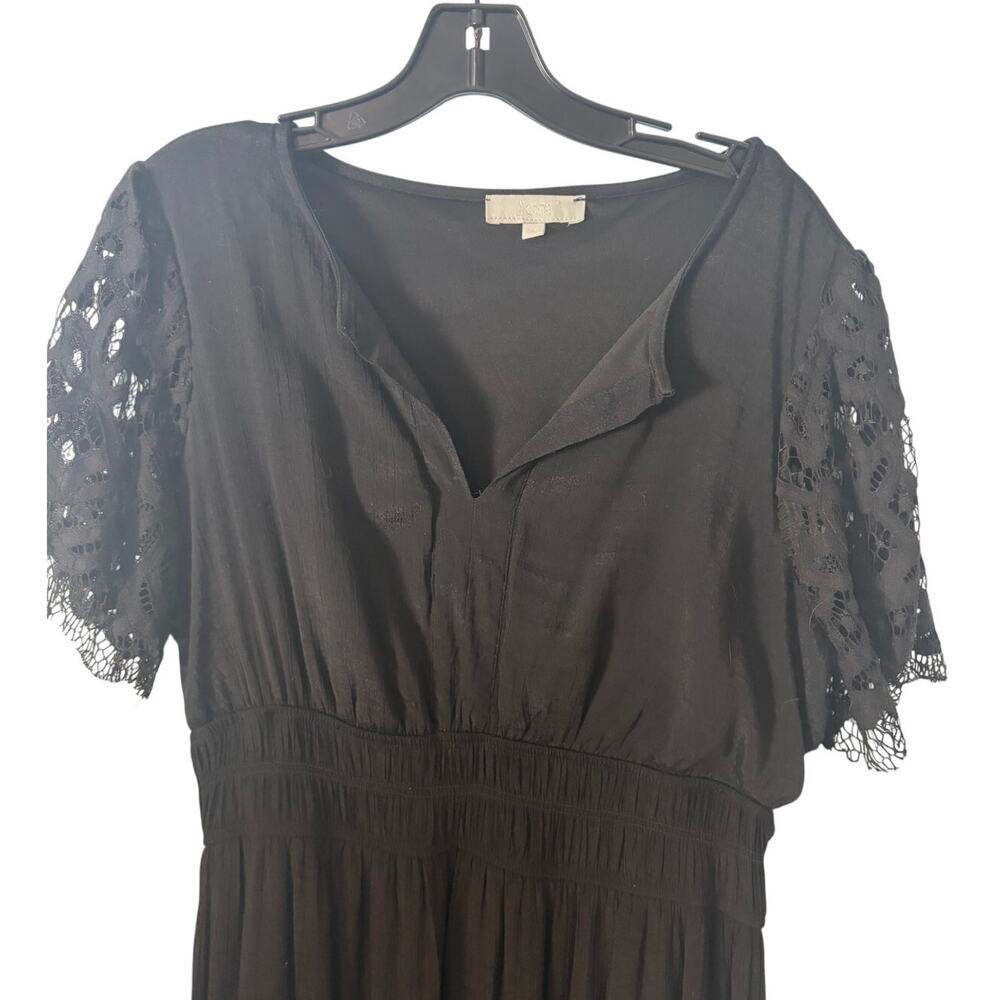 J Gee Lace Maxi Dress XL Smocked Waist Whimsigoth Boho Dark Romantic Gothic - Picture 2 of 8